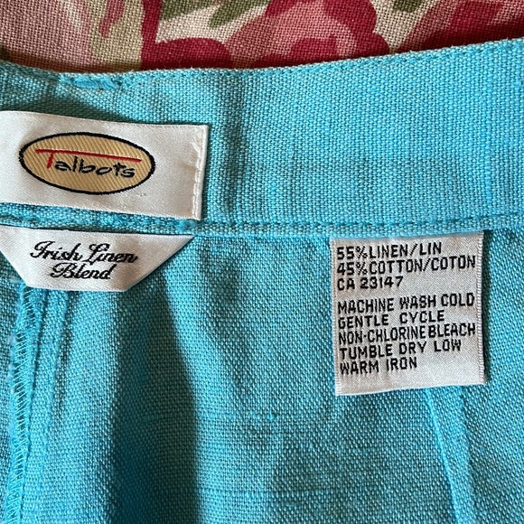 Vtg TALBOTS size 12 Caribbean Blue Irish Linen High Rise Flat Front Ankle NEW - Picture 12 of 14